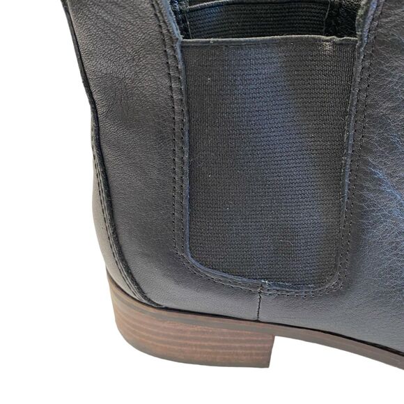 LUCKY BRAND Lufti Black Leather Chlesea Ankle Slide-On Boots Size 9 1/2 - Picture 9 of 13